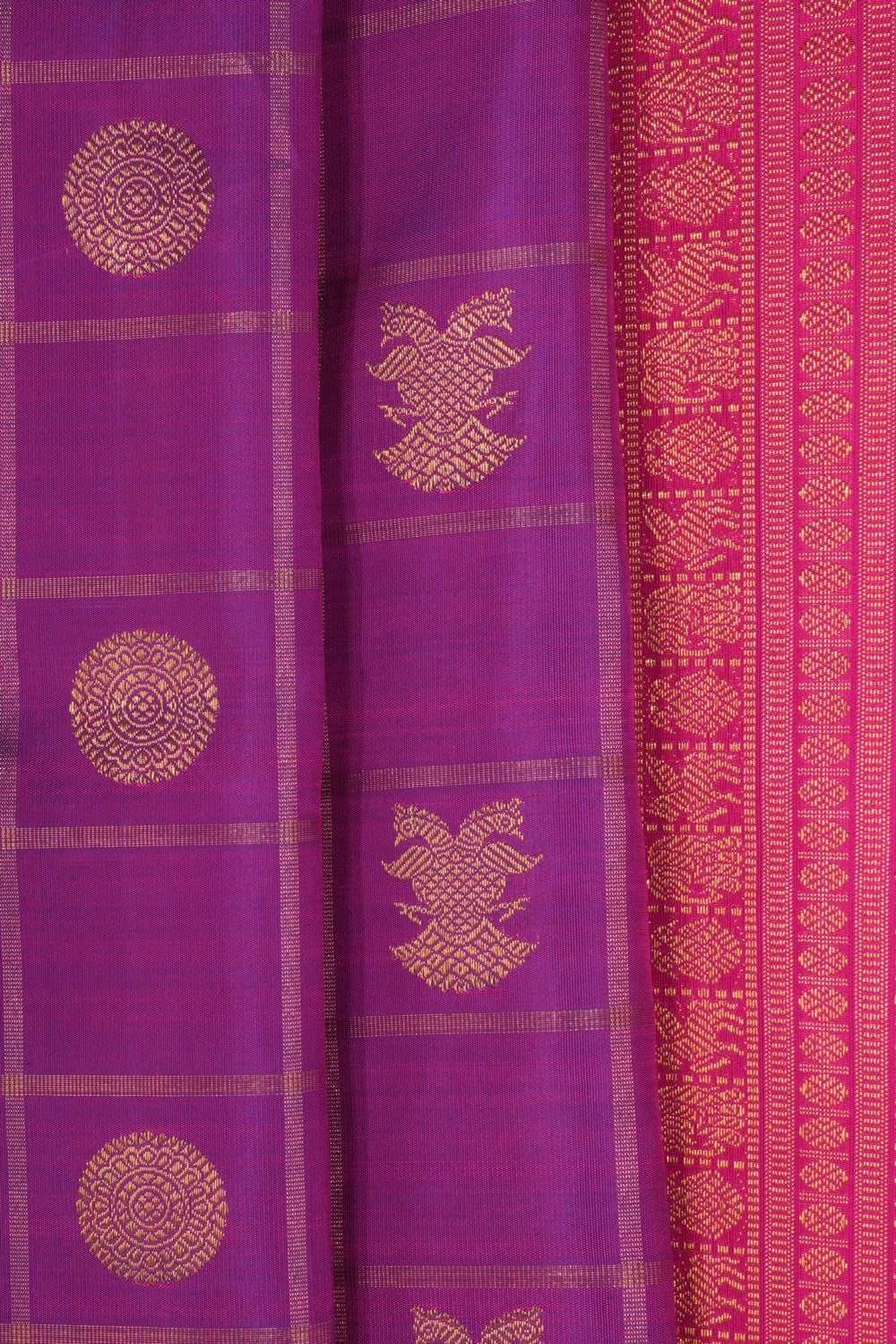 Kanchipuram Silk Kattam Purple Saree