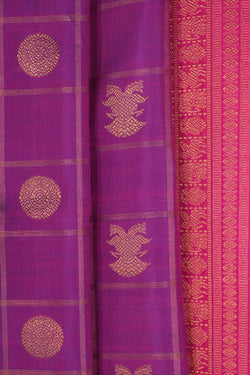 Image of Kanchipuram Silk Kattam Purple Saree