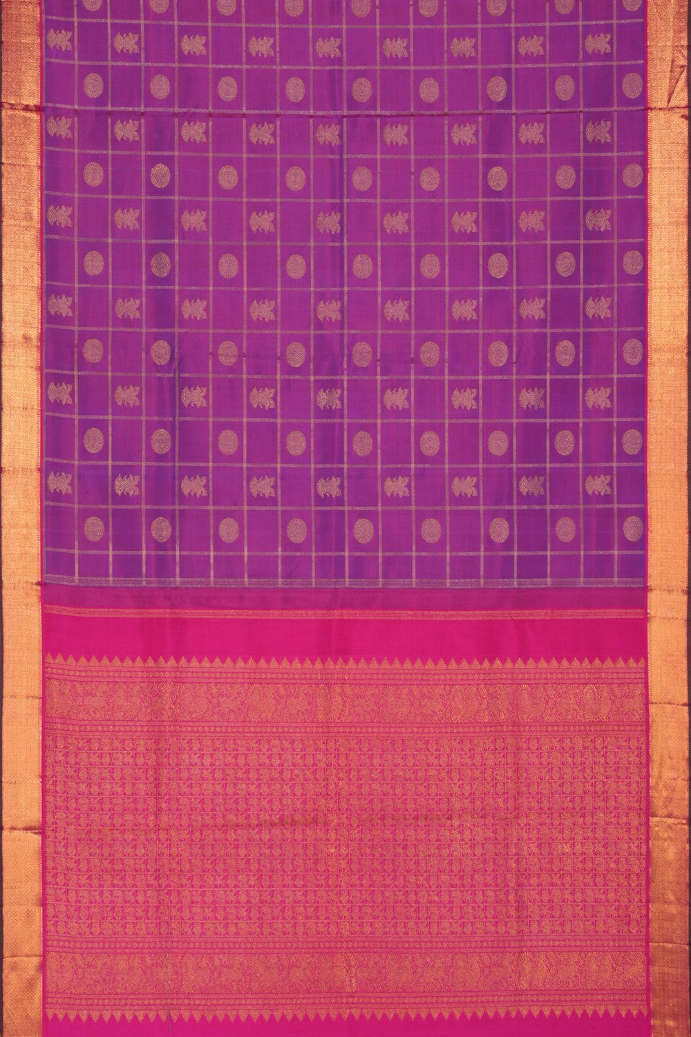 Kanchipuram Silk Kattam Purple Saree