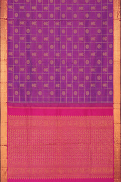 Image of Kanchipuram Silk Kattam Purple Saree