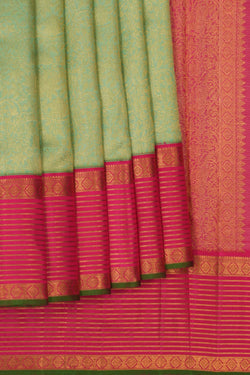 Image of Kanchipuram Silk Brocade Aqua Green Saree