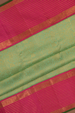 Image of Kanchipuram Silk Brocade Aqua Green Saree