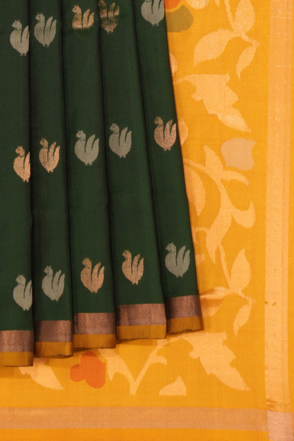 Uppada Silk Bottle Green Saree