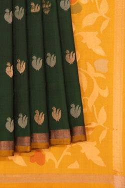 Image of Uppada Silk Bottle Green Saree