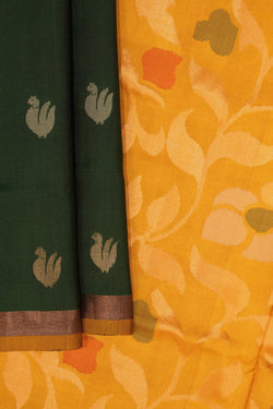 Image of Uppada Silk Bottle Green Saree