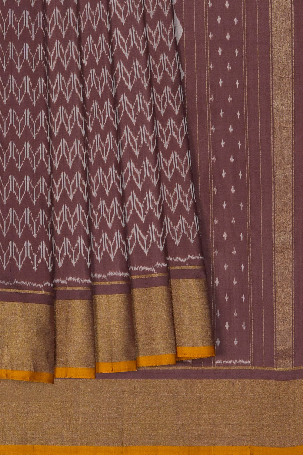 Image of Pochampally Ikat Silk Brown Saree