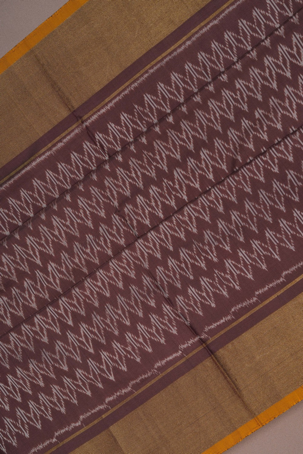 Image of Pochampally Ikat Silk Brown Saree