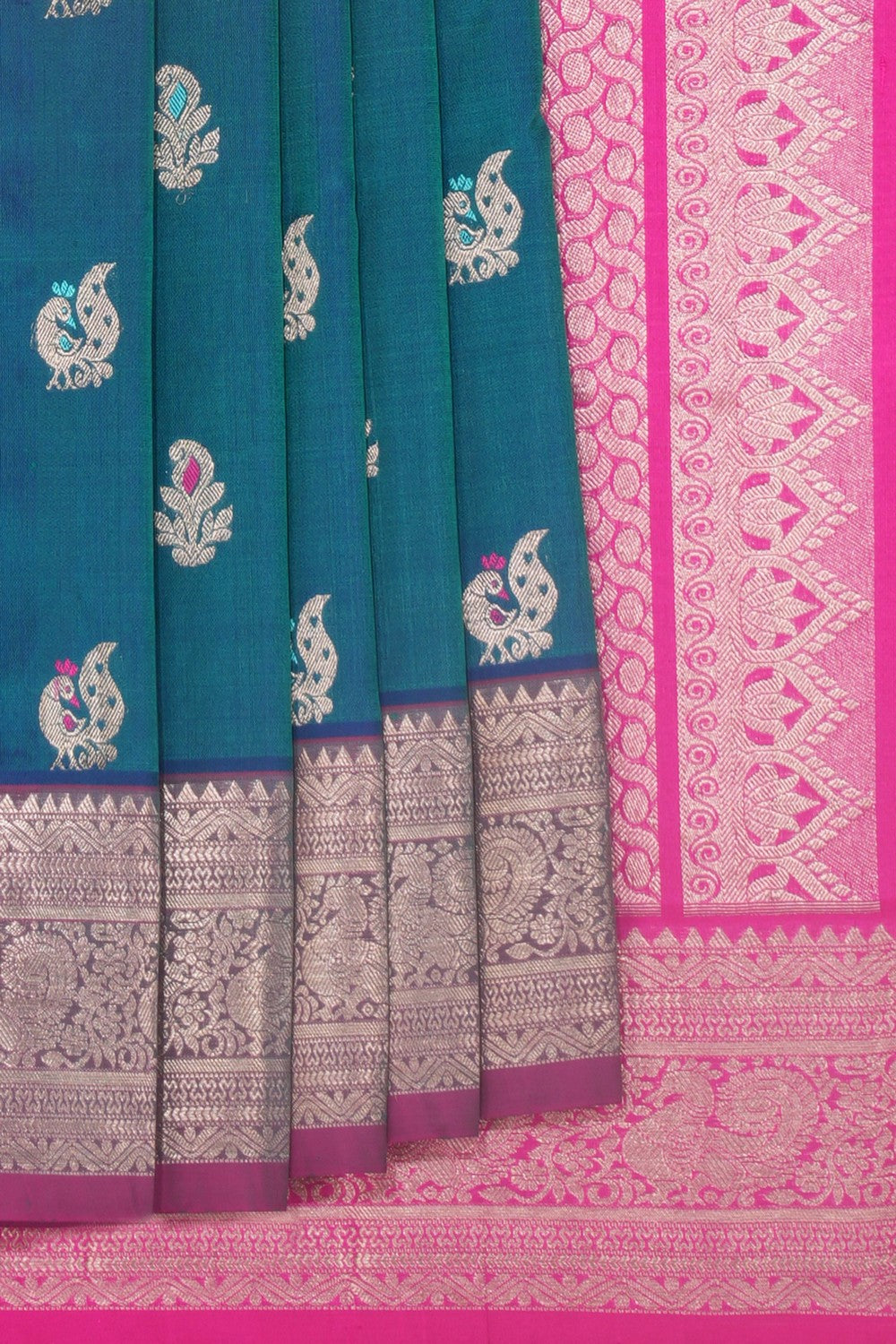 Venkatagiri Silk Teal Blue Saree