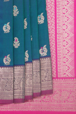 Image of Venkatagiri Silk Teal Blue Saree