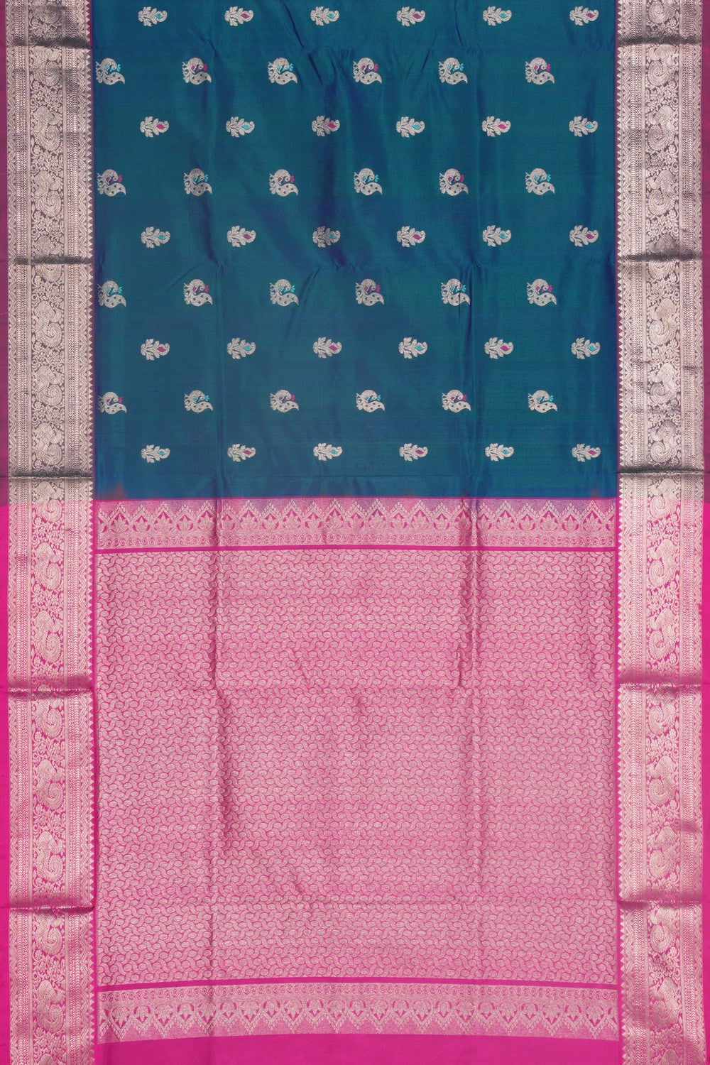 Venkatagiri Silk Teal Blue Saree