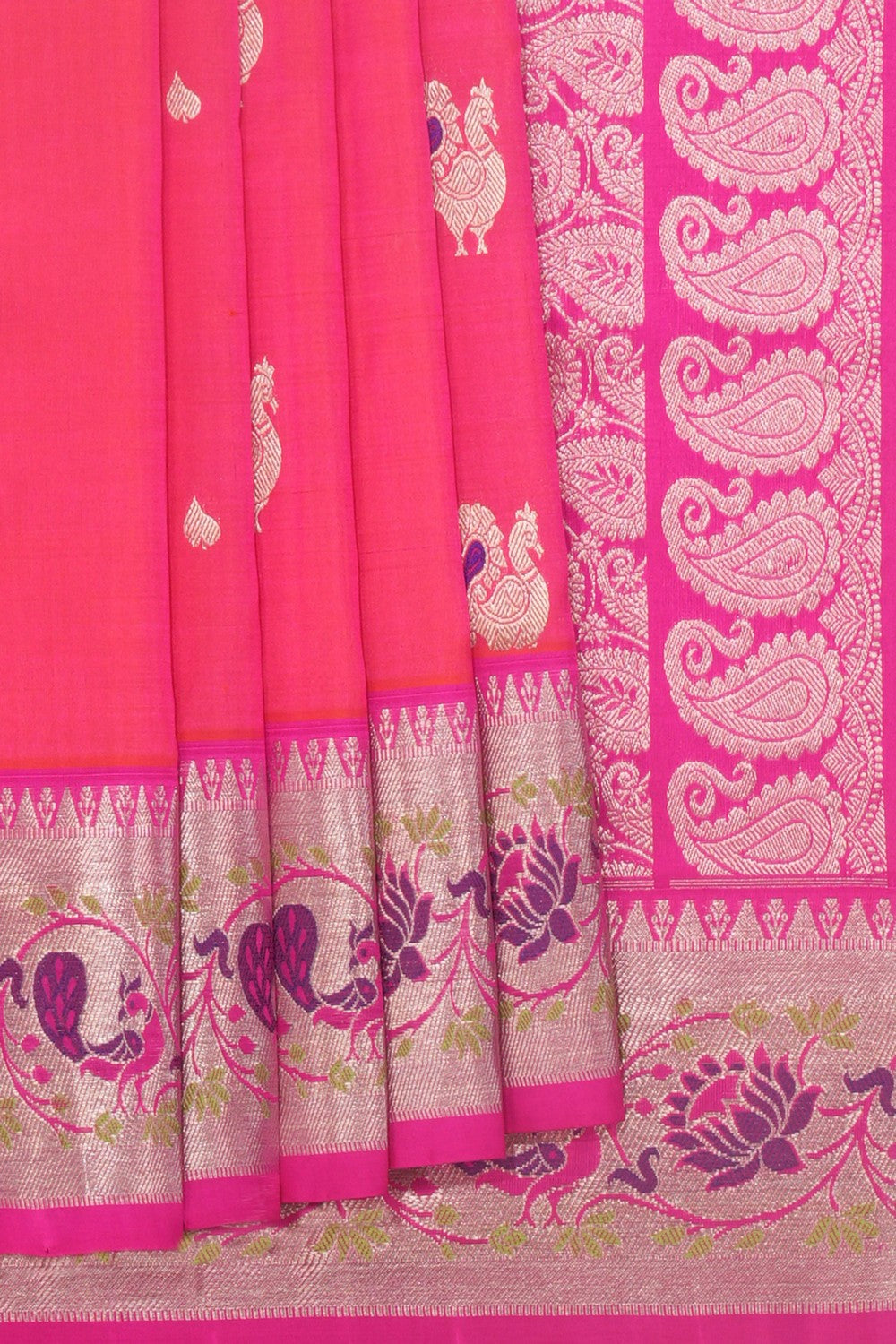 Venkatagiri Silk Fuchsia-Pink Saree