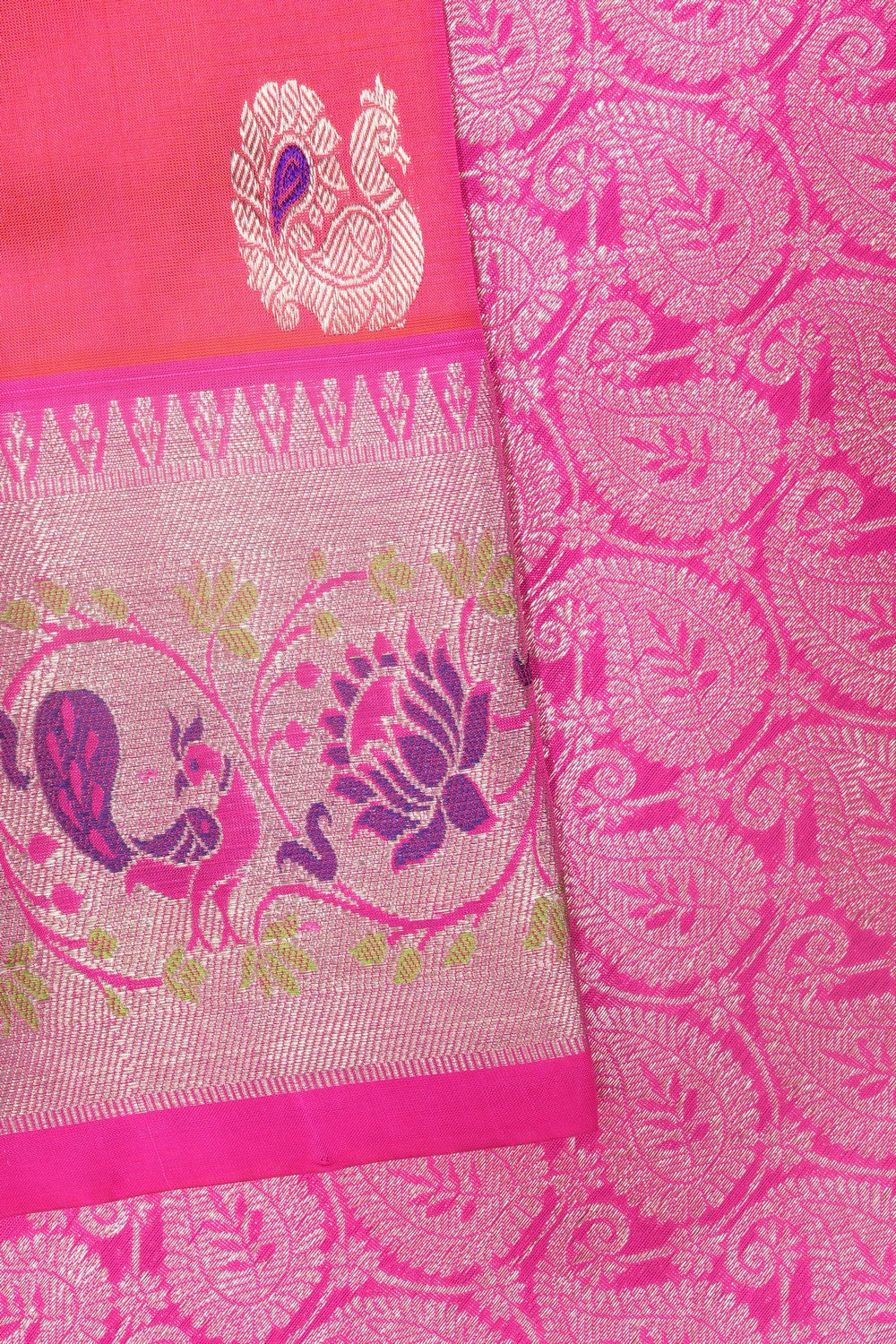 Venkatagiri Silk Fuchsia-Pink Saree