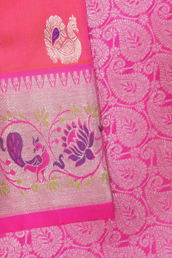 Image of Venkatagiri Silk Fuchsia-Pink Saree