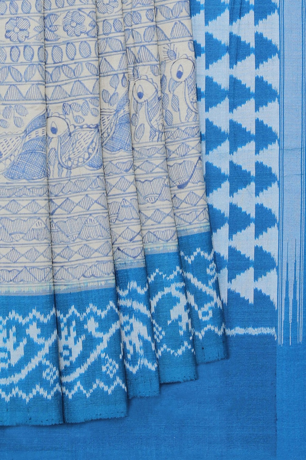 Image of Madhubani Hand-Painted Saree