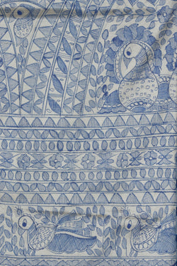 Image of Madhubani Hand-Painted Saree