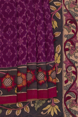 Image of Kalamkari Painted Purple Saree