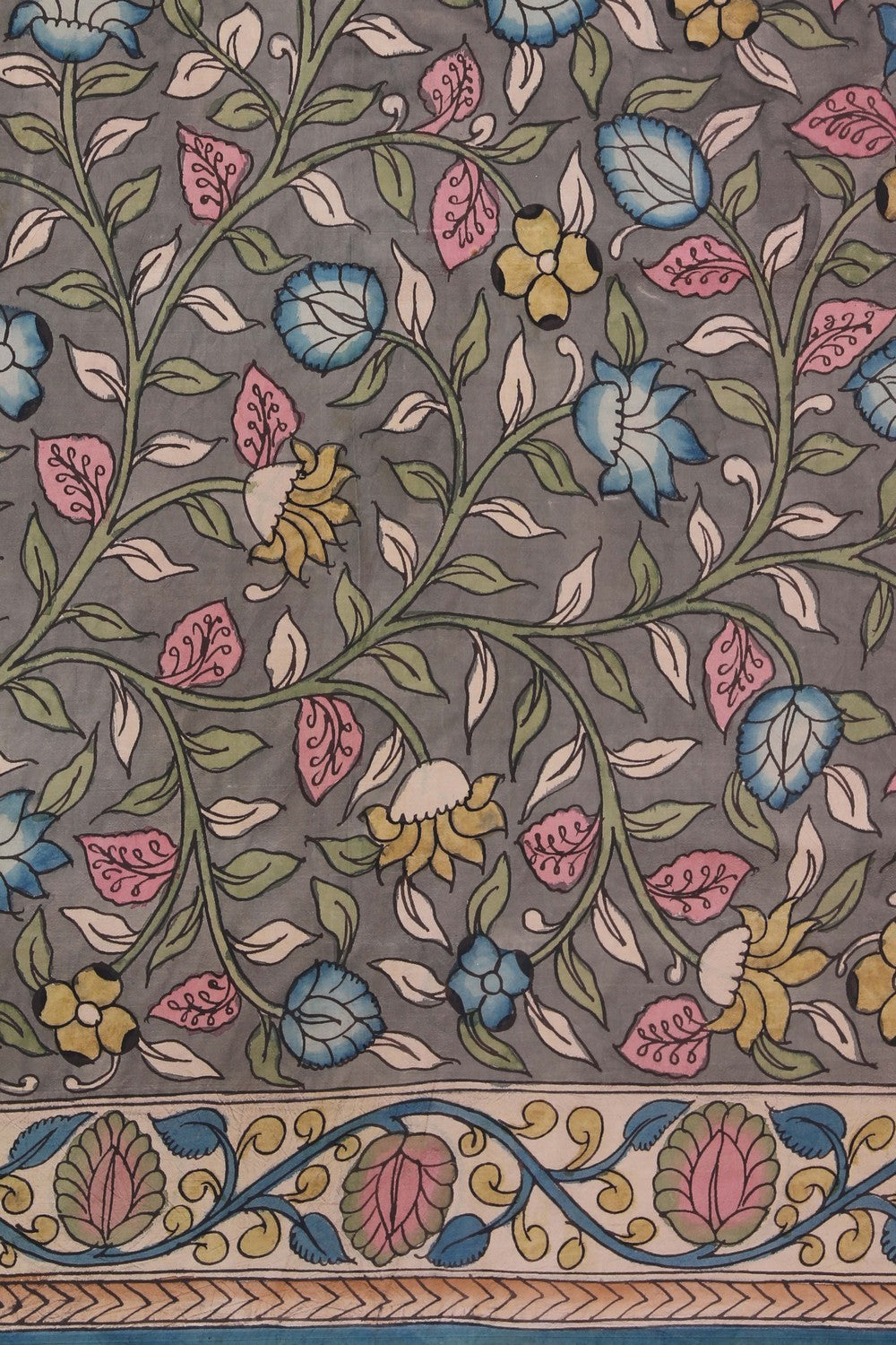 Image of Kalamkari Painted Magenta Saree