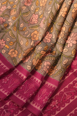 Image of Kalamkari Hand-Painted Patola Saree