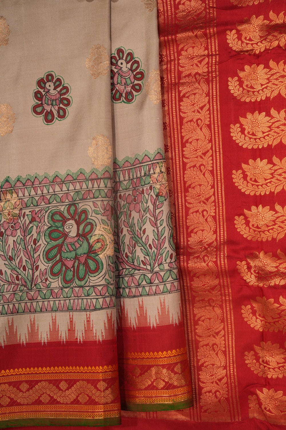 Madhubani Hand-Painted Saree