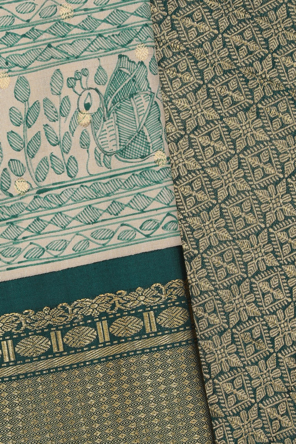 Image of Madhubani Painted Cream Saree