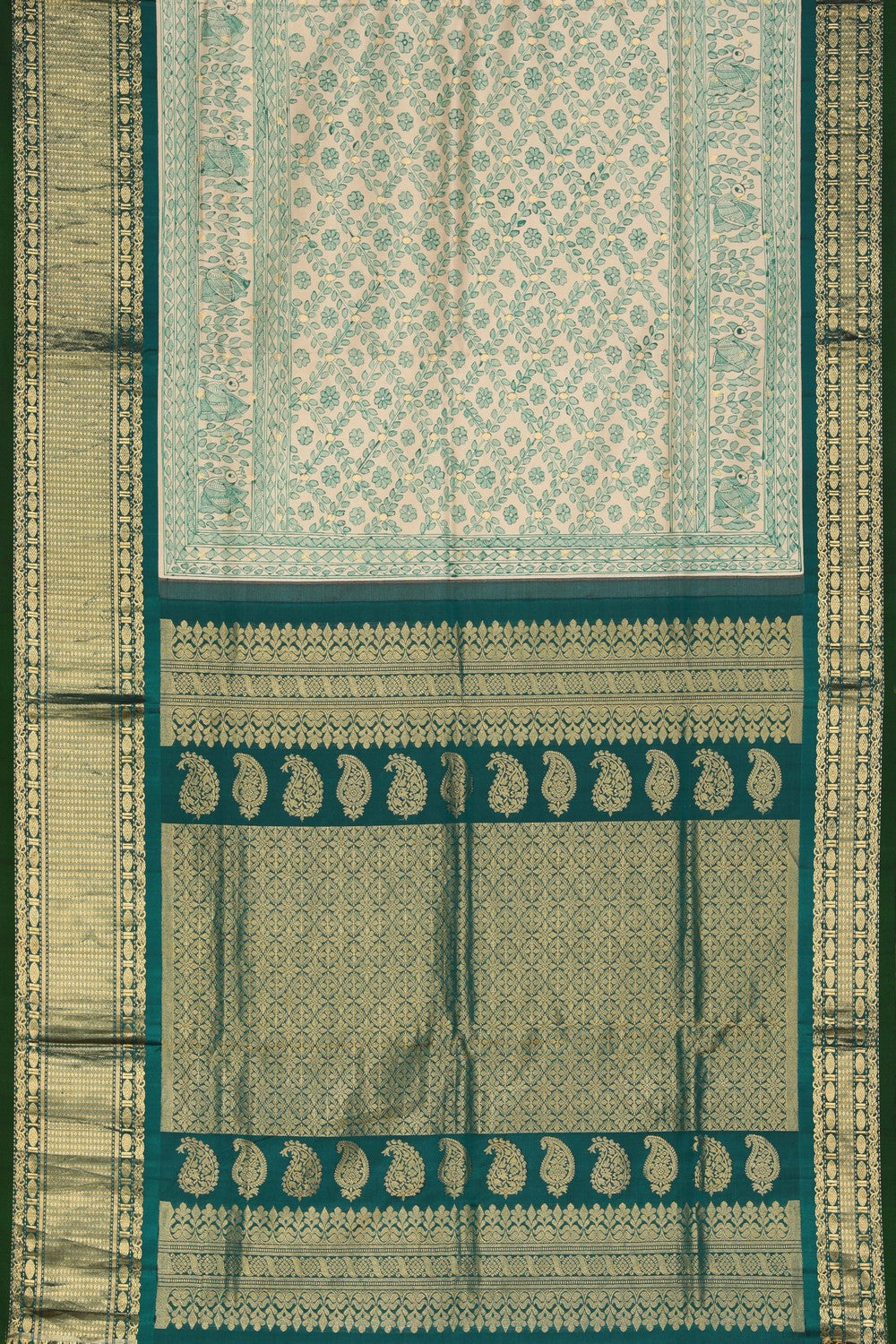 Image of Madhubani Painted Cream Saree