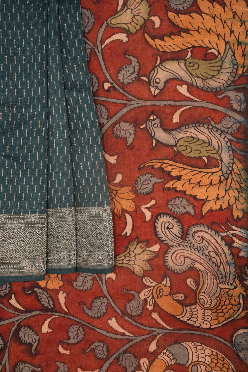 Image of Linen Silk Smoky Blue Saree