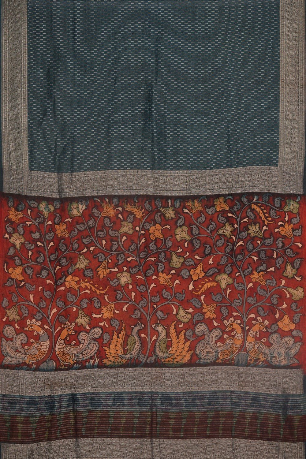 Image of Linen Silk Smoky Blue Saree