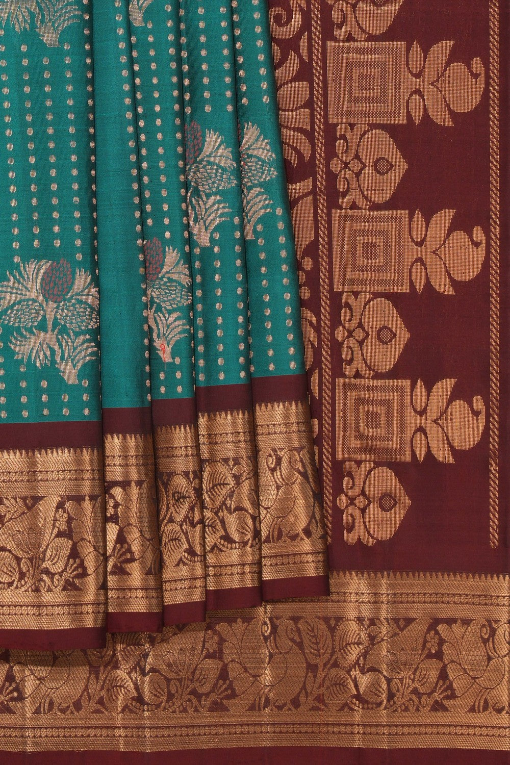 South Silk Teal Blue Saree