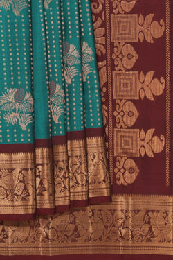 Image of South Silk Teal Blue Saree