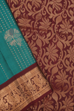 Image of South Silk Teal Blue Saree