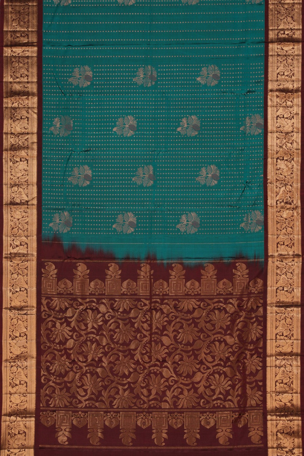 South Silk Teal Blue Saree