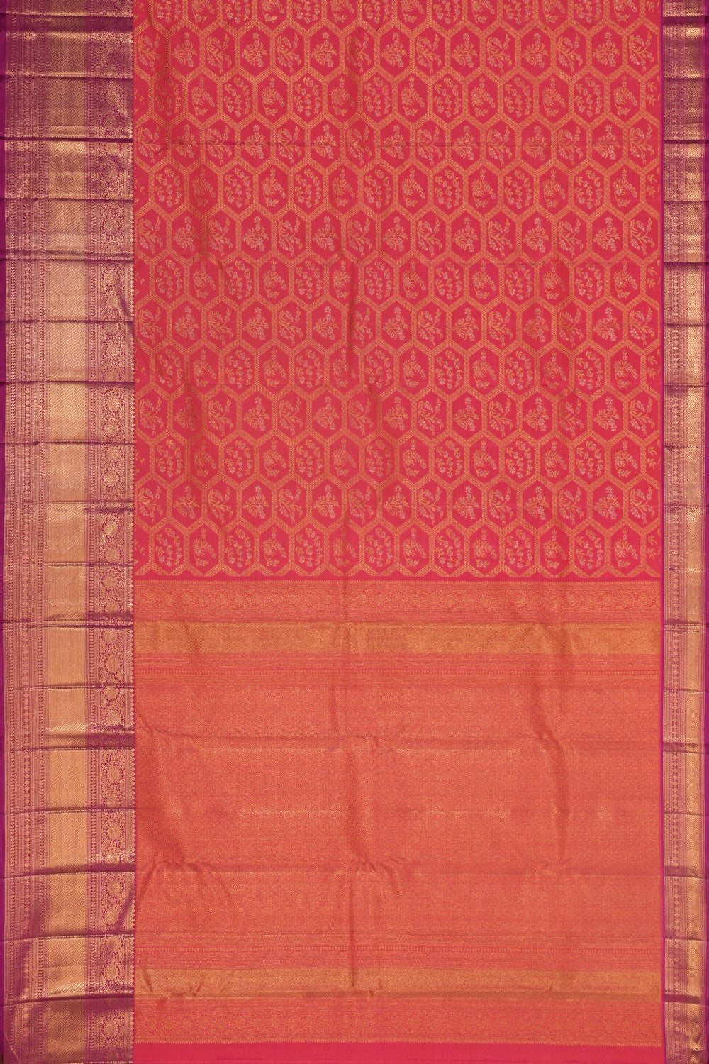 Kanchipuram Silk Brocade Fuchsia-Pink Saree