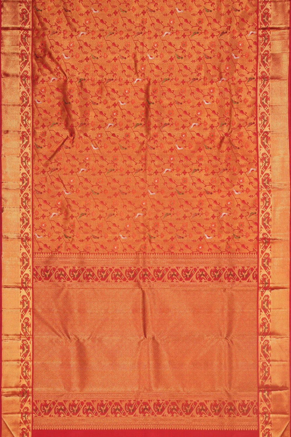 Image of Kanchipuram Silk Brocade Red Saree