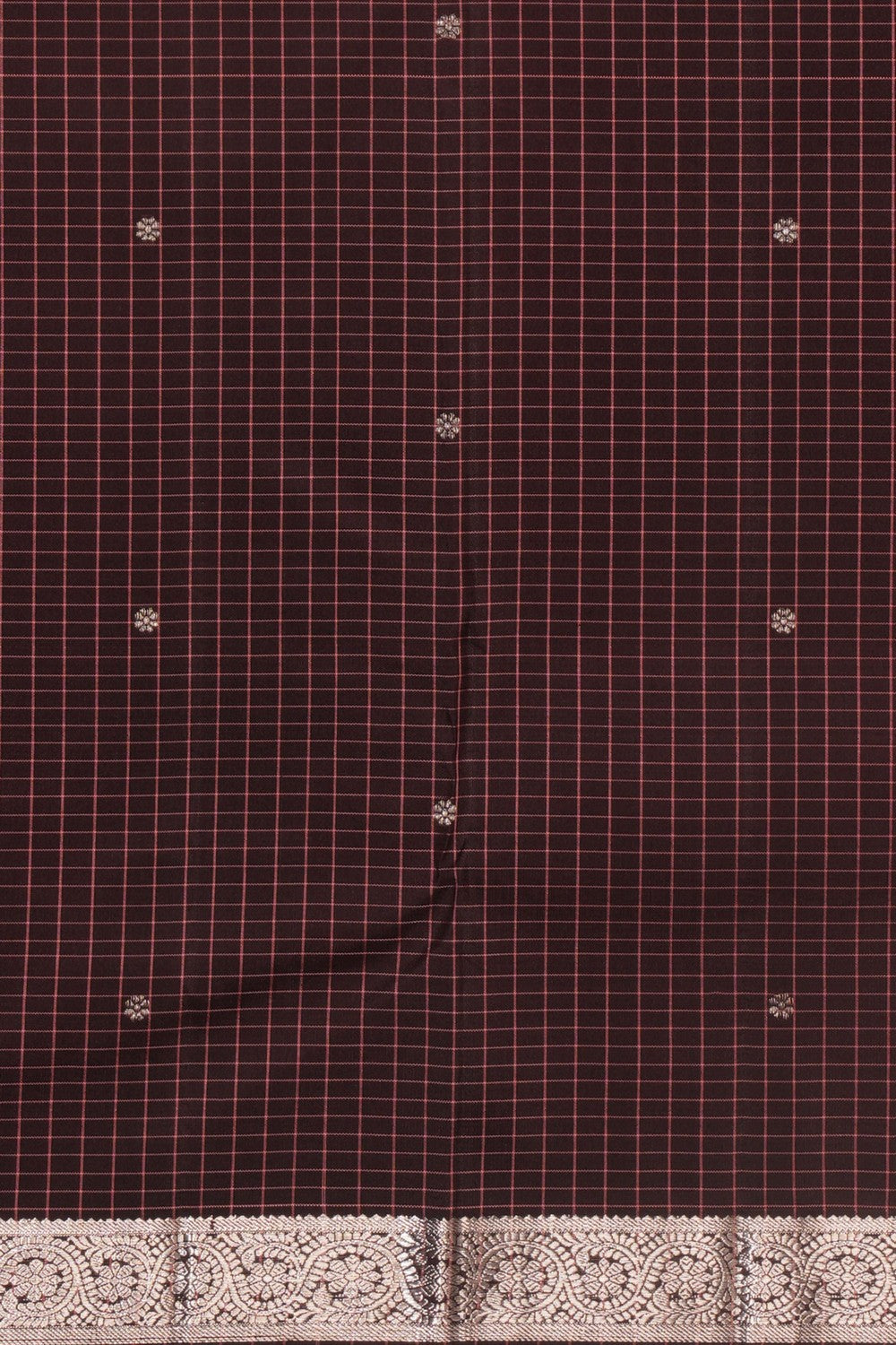 Image of Kanchipuram Silk Kattam Peach Saree