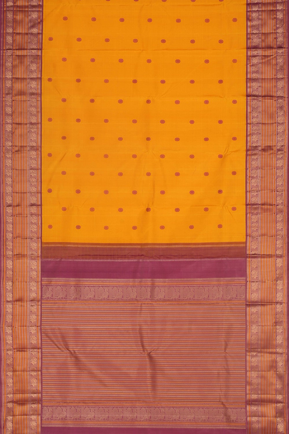 Kanchipuram Silk Yellow Saree