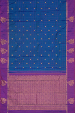 Image of Kanchi Silk Kattam Blue Saree