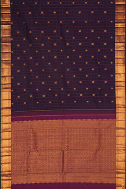 Image of Kanchi Silk Kattam Violet Saree