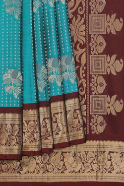 Image of Sky Blue Silk Saree