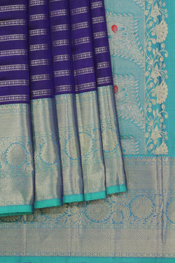 Image of Dark Blue Silk Saree