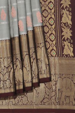 Image of Grey Silk Saree