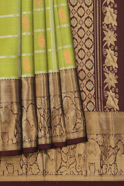 Image of Lime Green Silk Saree