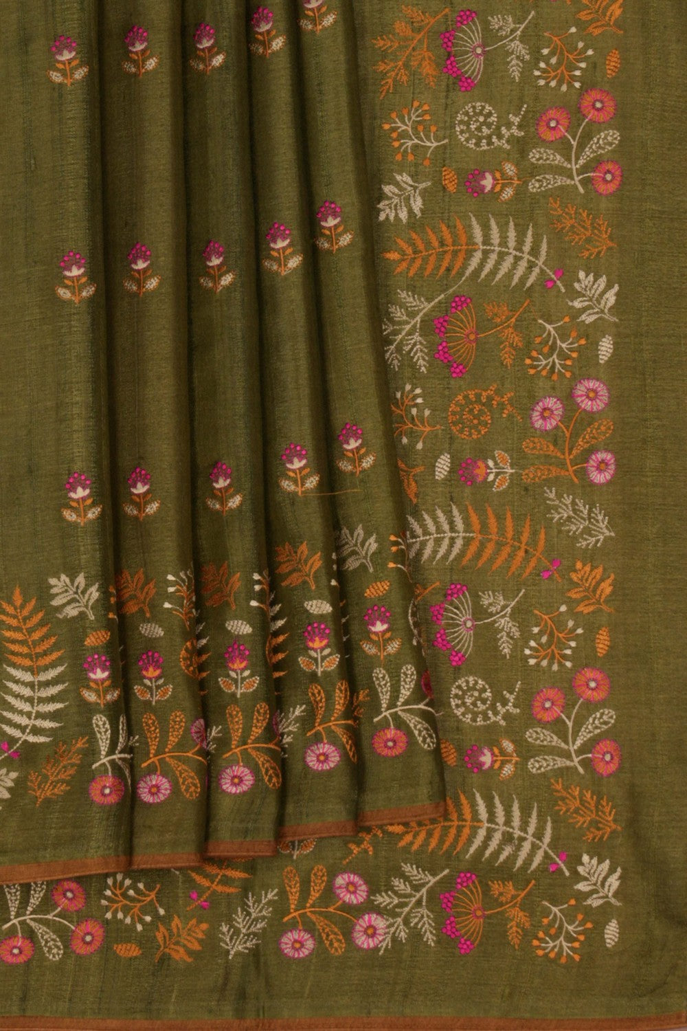 Tussar Embroidery Saree