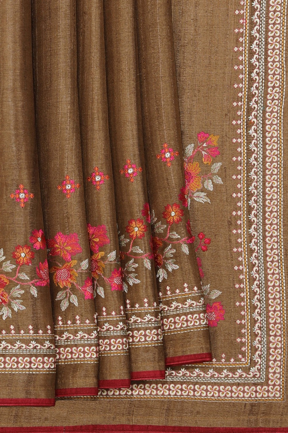 Tussar Silk Embroidery Saree