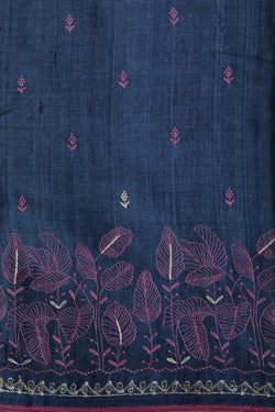 Image of Tussar Silk Embroidery Saree