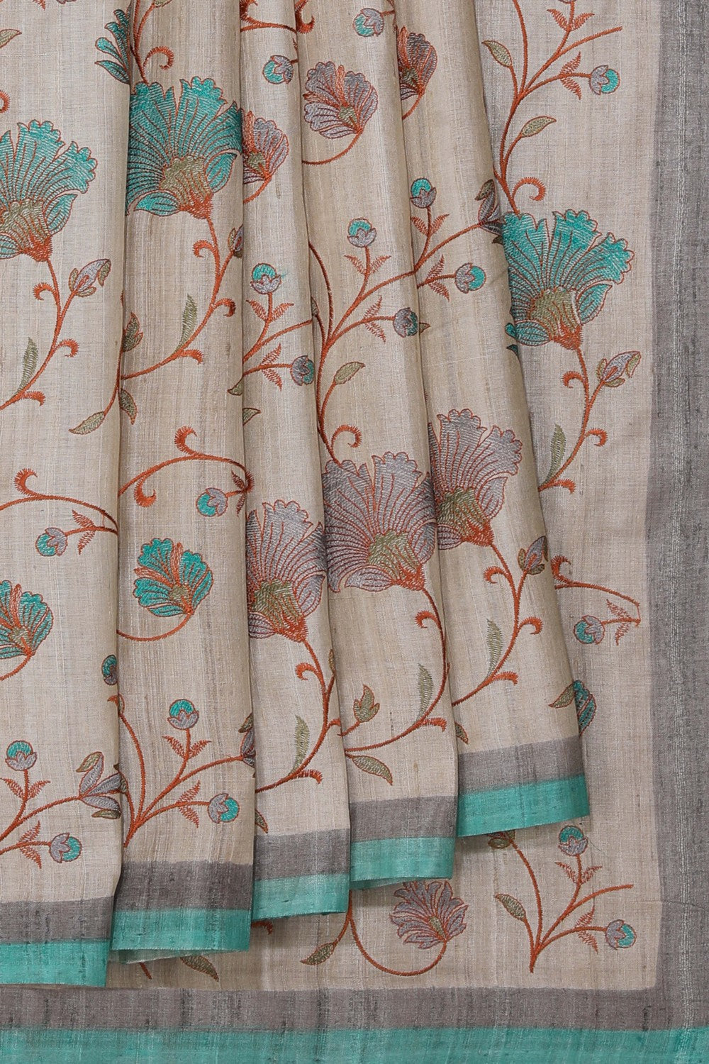 Tussar Silk Embroidery Saree