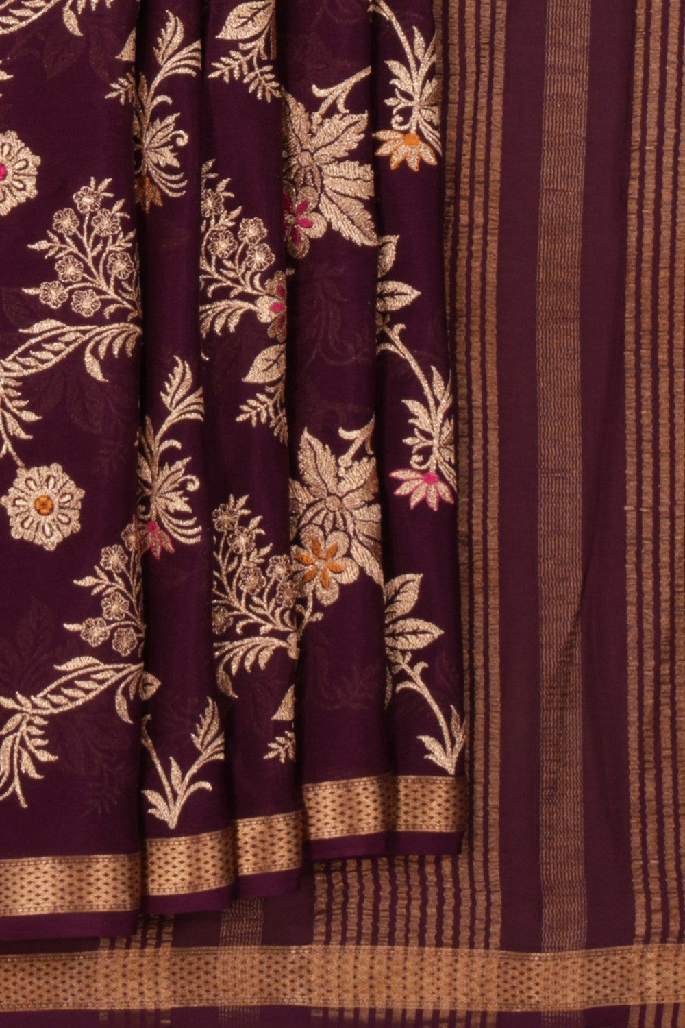 Crepe Saree With Embroidery Work