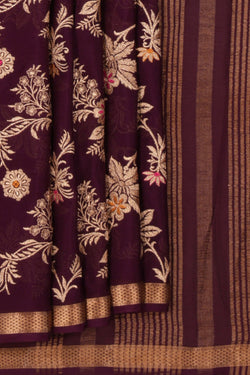 Image of Crepe Saree With Embroidery Work