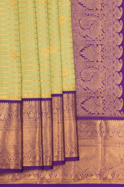 Image of Kanchipattu Kattam Mint Green Saree