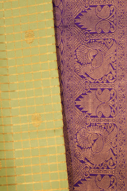 Image of Kanchipattu Kattam Mint Green Saree