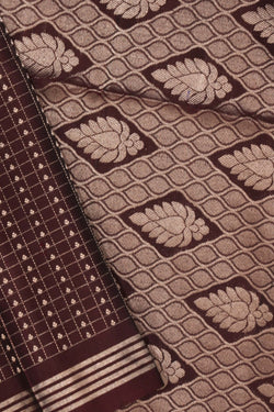 Image of South Silk Kattam Brown Saree